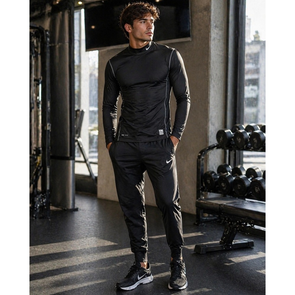 Nike Pro Combat Shirt Mens M Black Dri-Fit Workout Training‎ Gym Performance